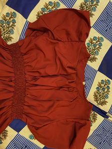 Chic Maroon Flutter Sleeve Dress
