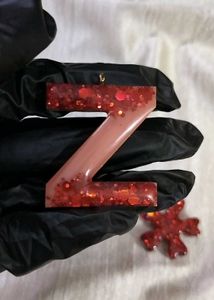 Red Glitter Resin Letter Z Charm