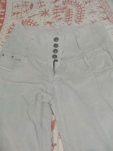 Grey Jeans With 4 Buttons High Waist