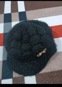 Fluffy Black Cloche Hat
