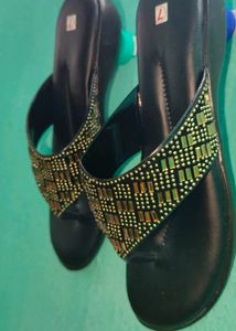 Women Comfy Black Embellished Flats UK 5