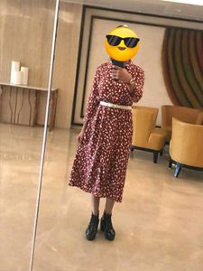 Trendy Brick Red Midi Shirt Dress