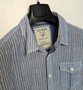 Guess Vintage Blue Striped Button-Up Shirt