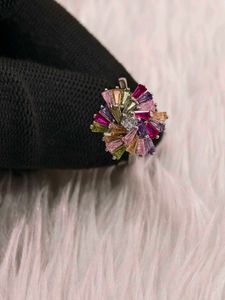 Vibrant Gemstone Statement Ring 925 silver
