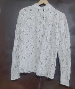 White Lace Floral Top for 36 Bust