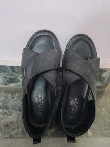Men's Black Leather Sandals