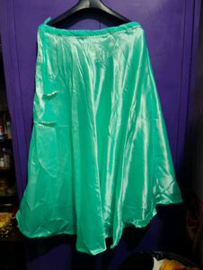 Green Satin Midi Skirt