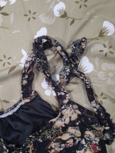 Floral Print Tie-Strap Mini Dress