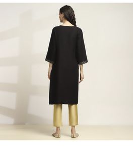 Elegant Black Kurta with Golden Embellishments