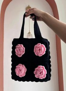 Handmade Crochet Floral Tote Bag