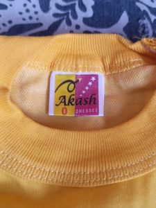 denim dungree set with bright yellow tshirt for babies ...soft fabric, unused for baby girl or boy