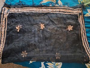 Elegant Black dupatta Golden Border