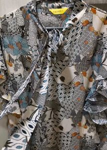 Multi Printed Ruffle Sleeve Blouse