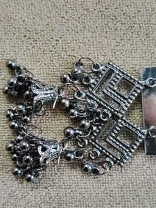 Oxidized Silver Jhumka Earrings