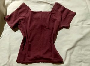 Maroon Square Neck T-Shirt