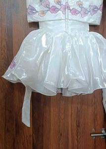 Elegant White frock with Floral Embroidery