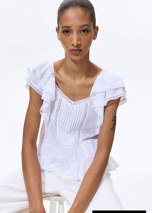 Elegant White Ruffle Sleeve Top