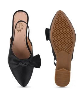 Stylish Black Slingback Flats with Bow Detail