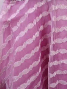 womens' Ethnic Dress - Pink &amp; Silver