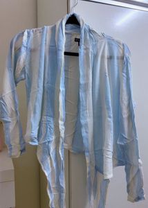 Striped Lightweight Sky blue Top cum Sh
