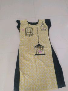 Yellow Crepe Kurtis
