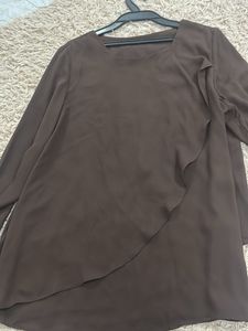 Elegant Brown Long Sleeve Top