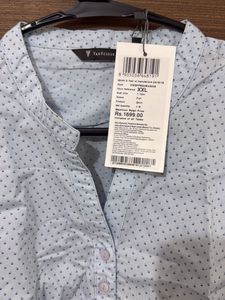 Light Blue Dotted Long Sleeve Top