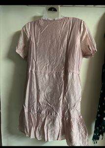 Pale Pink Lace Trim Mini Dress