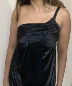 Black One Shoulder Braided Dress