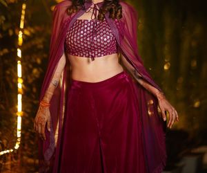 Maroon Velvet Lehenga Choli with Cape