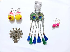 earrings set with a pendent