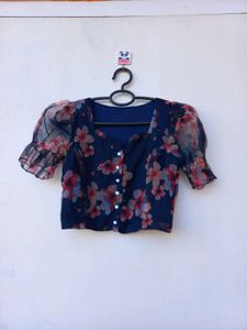 Floral Sheer Puff Sleeve Top