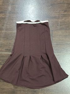 Brown Pleated Mini Skirt