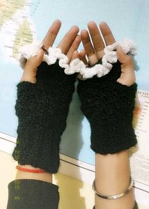Fingerless Gloves with Ruffle Trim