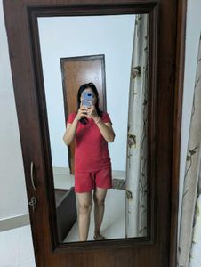 Vibrant Red T-Shirt And Shorts