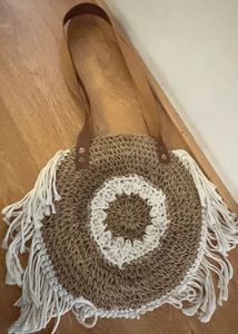 Boho Macrame Fringe Tote Bag