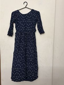 Stylish Navy Blue Printed Maxi Dress