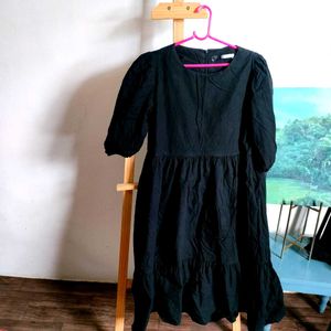 Black Puff Sleeve Mini Dress