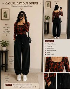 Stylish Orange & Black Print Top