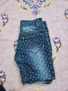 Cute Printed Denim Shorts