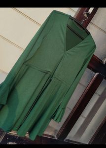 MANGO Brand  Green Bell Sleeve Dress
