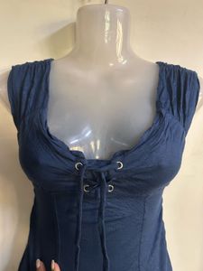 Blue Lace-Up Corset Top