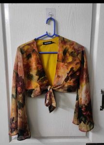 Floral Tie-Front Crop Top