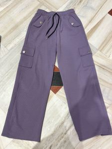 Purple Wide Leg Cargo Pants