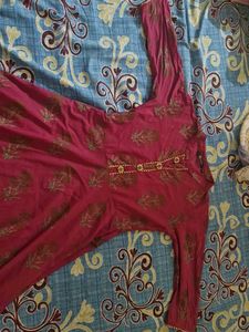 Maroon Printed Kurta