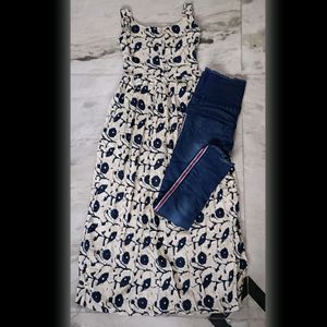 Highwaist Stripped Jeans With Straight Cut Kurti