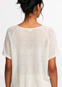 Cream Knitted Short Sleeve Top