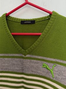 Striped V-Neck Knit Sweater