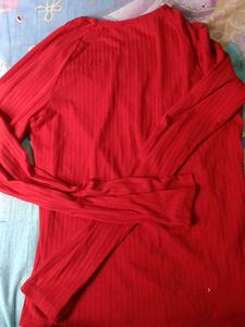 V-Neck Ribbed Long Sleeve Top