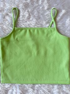 Tokyo Talkies Green Ribbed Crop Top